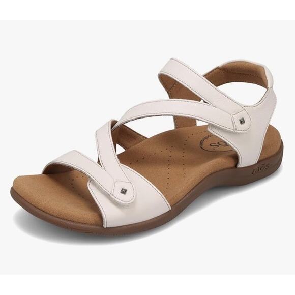 Taos Big Time Sandals Womens 10W White Leather Adjustable Straps Comfort Shoes - Picture 1 of 8